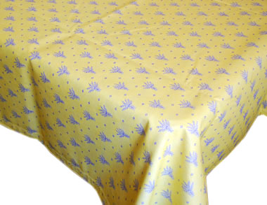 French Jacquard woven coated tablecloth (Ventoux. Yellow/purple) - Click Image to Close